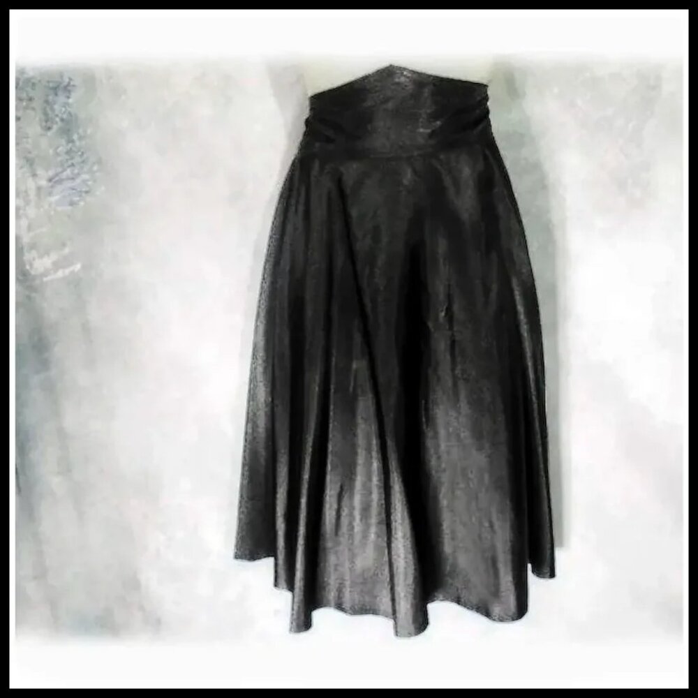 Vintage Black Taffeta Skirt Fit & Flare, High Wide Waist for Swing Dancing - 40s - Picture 2 of 14